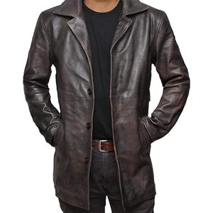 Men Lambskin Leather Coat Casual Car Coat Real Leather Jacket Coat for Men, Party Coat Premium Leather Blazer Jacket for Everyday Wear Black image 1