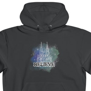 Believe Cathedral Hoodie, Goth Hoodie, Skater Cross Hoodie, Hoodie With Crosses, Emo Cross Hoodie, Gothic Fashion, Emo Fashion, Alt Hoodie