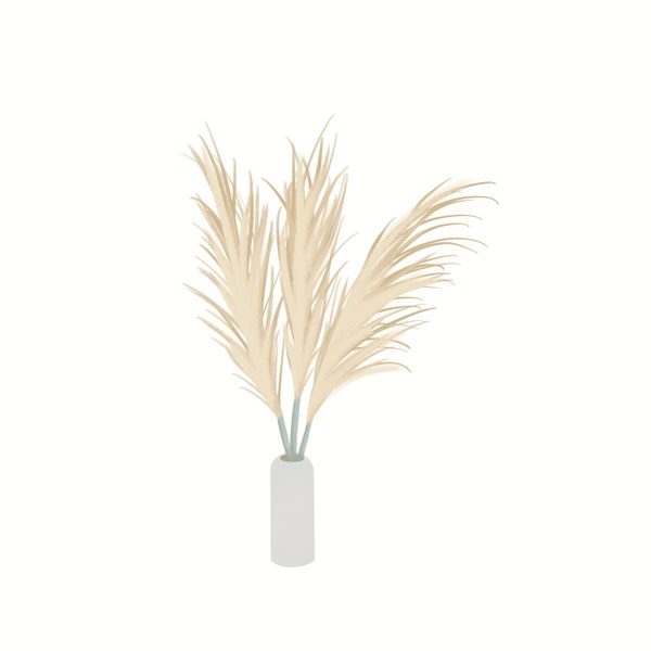 Png illustration Dried Pampas Grass decor Printable Sticker