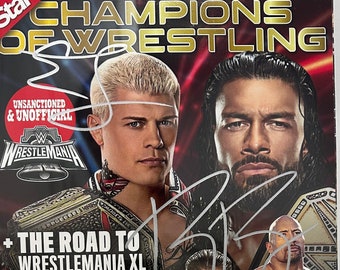 Roman Reigns & Cody Rhodes Star Champions of Wrestling – COA-Authentifizierung – Sichere Verpackung – Kostenloser Versand