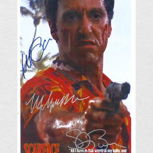 SCARFACE, Signed Movie Poster, Autographed by Al Pacino, Steven Bauer, and Michelle Pfeiffer Poster with CoA