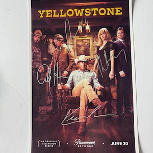 YELLOWSTONE, signiertes Poster handsigniert von Kelvin Kostenner, Kelly Reilly, Cole Hauser und Luke Grimes mit COA