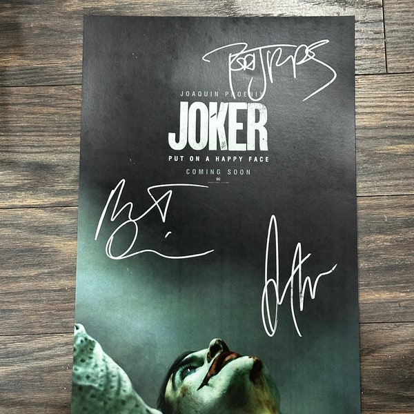 Joker, Signed Movie Poster, Joaquin Phoenix, Robert De Niro, Todd Phillips, Autographed Poster COA