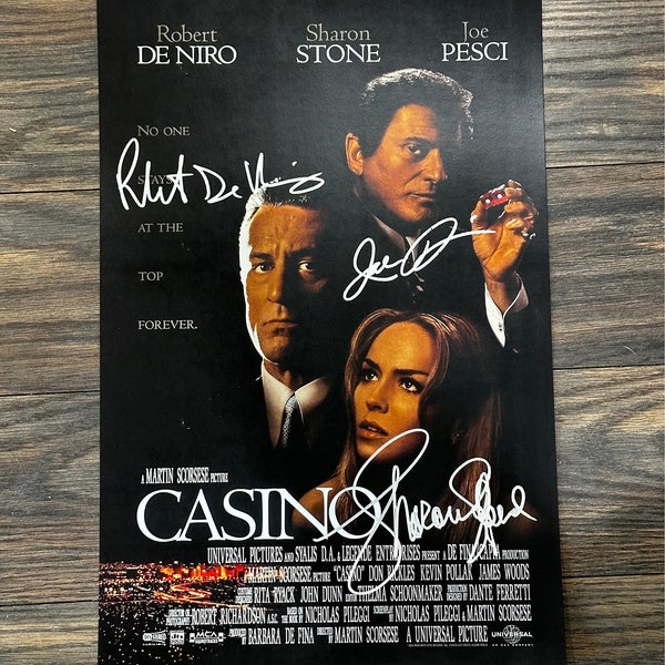 Casino, Signed Movie Poster, Robert De Niro, Joe Pesci, and Sharon Stone, Autographed Poster COA