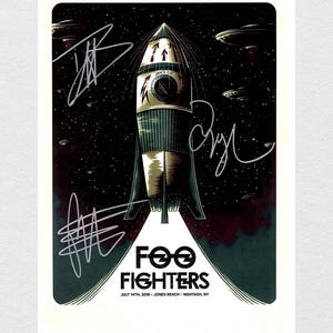 Foo Fighters, póster firmado, póster autografiado con certificado de autenticidad