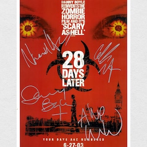 28 DAYS LATER Signed Poster, Autographed Cillian Murphy, Naomie Harris and Alex Garland CoA
