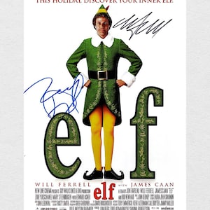 Elf Movie Poster Will Ferrell and Zooey Deschanel 11x17 SIGNED & AUTHENTICATED with COA
