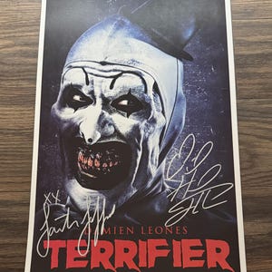 TERRIFIER Movie Poster Signed by 2 cast members - COA Authenticated - Secure Packaging - Free Shipping