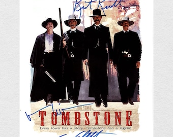 Tombstone Movie Poster Signed by Sam Elliott, Kurt Russell, Val Kilmer - with COA