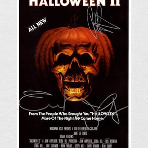 HALLOWEEN II Signed Poster, Autographed Jamie Lee Curtis, John Carpenter, and Rick Rosenthal CoA