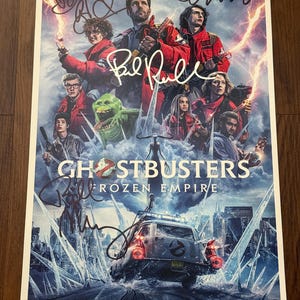 Ghostbusters Frozen Empire Movie Poster Signed by 4 cast members - COA Authenticated - Secure Packaging - Free Shipping