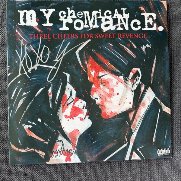 My Chemical Romance vinylskiva signerad av Gerard Way – autentiskt äkthetsintyg