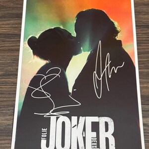 Joker: Folie à Deux, cartel de película firmado, Joaquin Phoenix, cartel autografiado de Lady Gaga COA