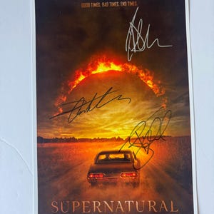 SUPERNATURAL, signiertes Filmposter, handsigniert von Jared Padalecki, Jensen Ackles, und Hitrey Dean Morgan Poster mit Echtheitszertifikat