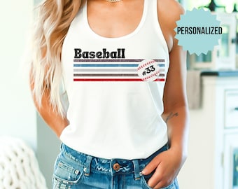 Baseball Mama Tank Top, Personalized Baseball Tank, Baseball Mom Tank Top, Gift for Mothers Day, Cute Retro Mama Tank