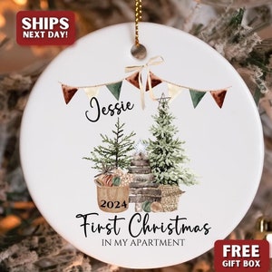Personalized First Apartment Ornament  - Personalized First Christmas Ornament For New Apartment - Custom First Apartment Gift For Christmas