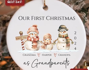 Personalized New Grandparents Ornament - First Christmas As Grandparents Ornament From Grandchild - Gift For Grandparents -New Baby Ornament