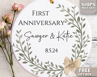 Personalized First Anniversary Ornament  - 1st Anniversary Gift For Couples - One Year Anniversary Ornament - Anniversary Gift From Husband