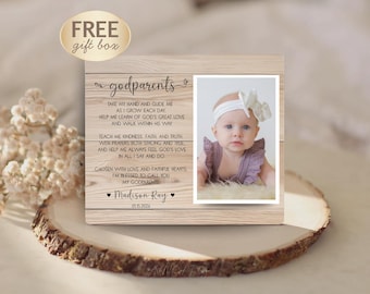 Godparent Gift, Personalized Godparent Picture Frame from Godchild, Custom Godparent Keepsake, Godmother And Godfather Proposal Plaque