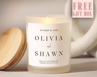 Custom Wedding Thank You Gift Candle, Personalized Wedding Day Candle, Newlyweds Candle, Frosted Soy Candle, Mr and Mrs Candle Guest Gift