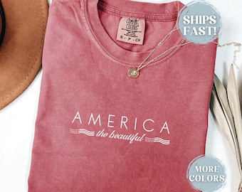 Camiseta Comfort Colors USA, camiseta de Estados Unidos, camiseta del 4 de julio, camiseta patriótica, ropa estadounidense, regalo, camiseta roja, blanca y azul