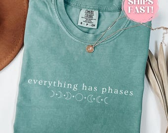 Moon Phase Comfort Colors T-shirt, Moon Phase Minimalist T-shirt, Spiritual Growth Apparel, Mental Health Awareness