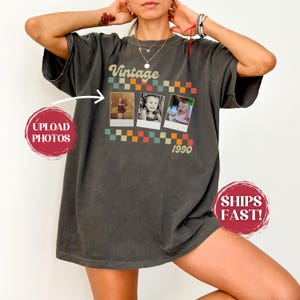 Custom Photo Birthday Shirt Vintage Year Shirt Personalized Picture Tee 30th Birthday Gift 40th Birthday Shirt Party Shirt Comfort Colors