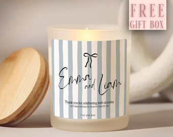 Custom Wedding Thank You Gift Candle, Personalized Wedding Guest Candle, Newlyweds Candle, Frosted Soy Candle, Mr and Mrs Candle Guest Gift