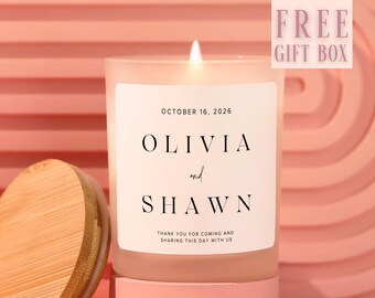 Custom Wedding Candle, Personalized Wedding Day Candle, Custom Newlyweds Candle, Frosted Soy Candle, Mr and Mrs Gift, Wedding Thank You Gift