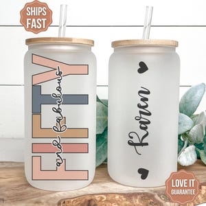 50th Birthday Gift Iced Coffee Tumbler, Gift for Friend, Glass Coffee Cup, Gift from Sister, Retro 50th Birthday Coffee Cup, Retro Glass Cup