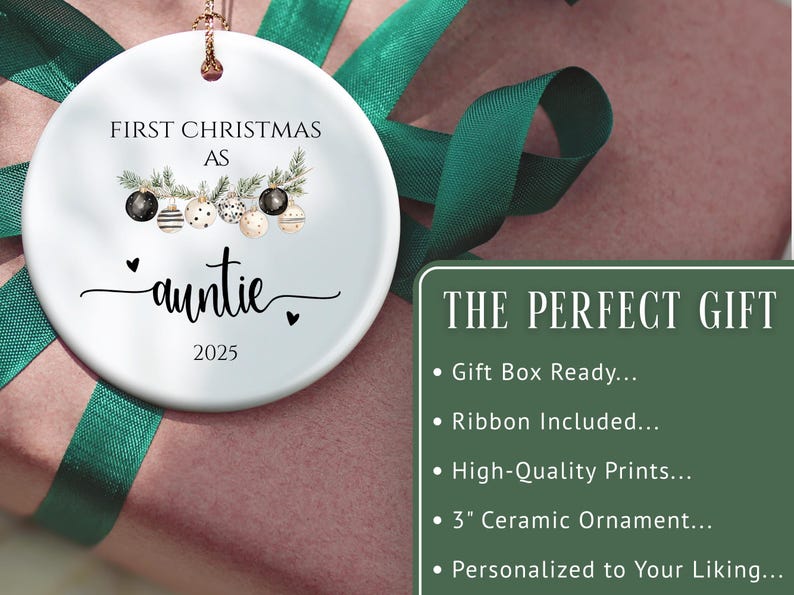 Custom Auntie Ornament Personalized Auntie Ornament Announcement Gift ...