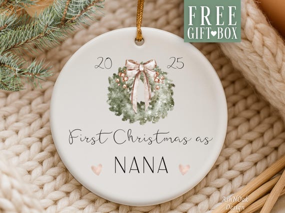 Custom Nana Ornament Personalized Nana Christmas Ornament For New Nana To Be Future Nana Announcement Ornament For Nana Est Keepsake Gift