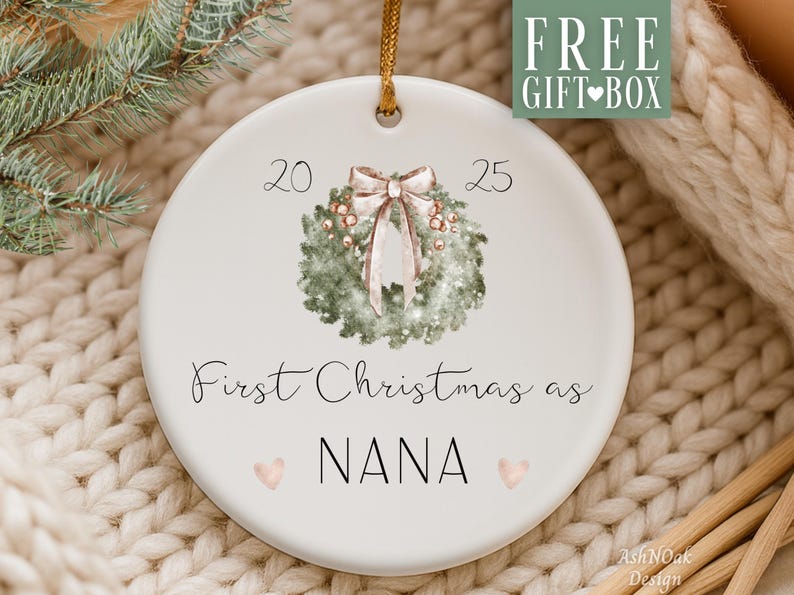 Custom Nana Ornament Personalized Nana Christmas Ornament For New Nana To Be Future Nana Announcement Ornament For Nana Est Keepsake Gift