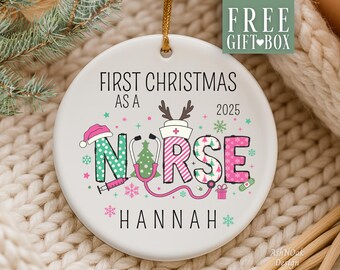 Custom Nurse Ornament Personalized Nurse Christmas Ornament Gift For Nurse Keepsake New Nurse Gift Nurse Graduation Christmas Gift RN Gift