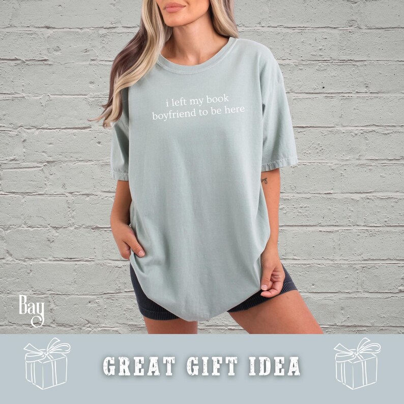 Book Boyfriend Shirt, Funny Book Lover Tee, Minimalist Reader Gift, Booktok Trend, Comfort Colors Tshirt For Romance Book Lover, Book Gift Bay