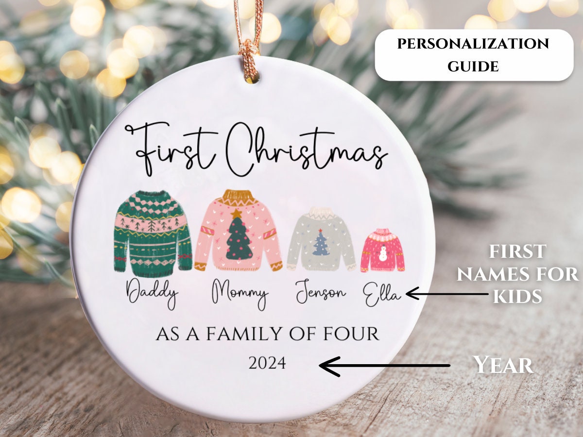 Personalized Family of Four Ornament 2024, Family of 4 Ornament, Custom ...