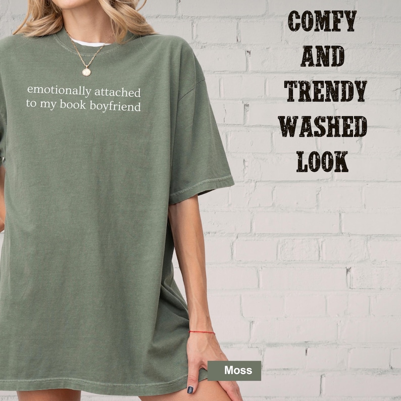 Funny Book Shirt, Funny Book Lover Tee, Minimalist Reader Gift, Booktok Trend, Comfort Colors Tshirt For Romance Reader, Book Boyfriend Tee Moss