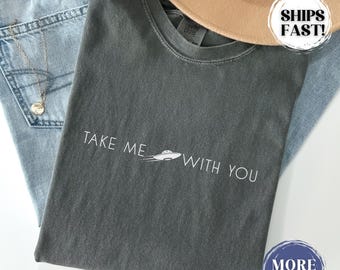 Comfort Colors UFO Shirt Alien Abduction Tshirt Alien T-Shirt Oversized Shirt For Women Oversized Tee UFO Gift Space Apparel Alien Lover Tee