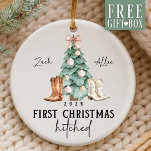 Personalized Western Wedding Ornament First Christmas Married Ornament Newlywed Gift Cowboy Couple Ornament First Year Married Keepsake Gift