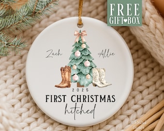 First Christmas Married Ornament Country Western Ornament For Newlywed Gift Country Ornament Western Ornament Country Wedding Keepsake