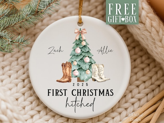 First Christmas Married Ornament Country Western Ornament For Newlywed Gift Country Ornament Western Ornament Country Wedding Keepsake