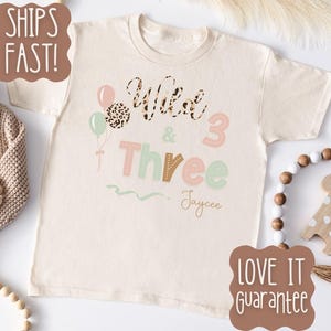 Personalized Young Wild And Three Birthday Shirt For Birthday Girl Safari Birthday Tshirt 3 Year Old Birthday T-shirt 3rd Birthday Clothing