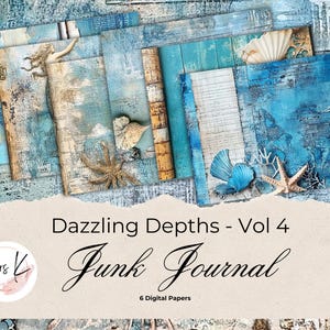 Printable Digital Papers, Journaling Papers, Junk Journaling, Scrapbooking, Paper Craft, Dazzling Depths, Print at Home, Ocean Digital Paper