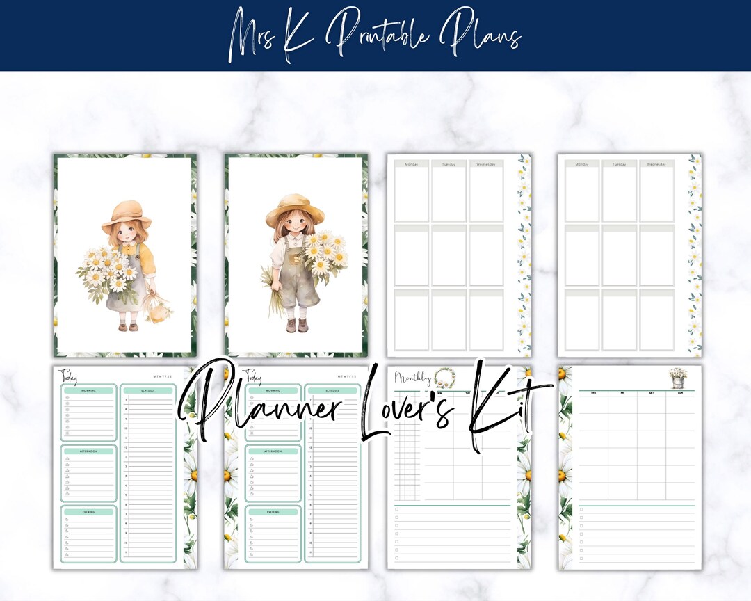 Planner Lover Printable Planner Inserts Bundle, Daisy Dreams Design ...