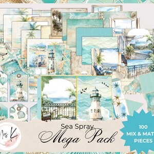 Gischt Ephemera Mega Pack, Strand Journaling, 100 Stück (Printable)