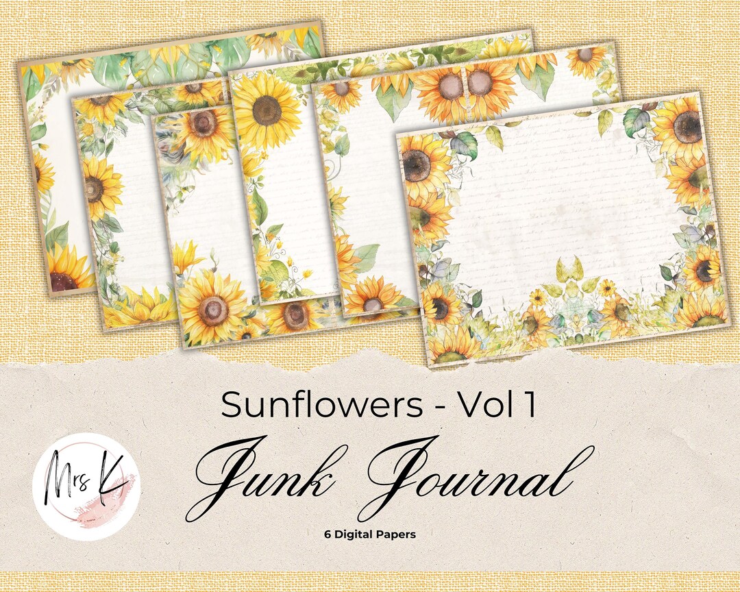 Sunflower Junk Journal Ephemera, Printable Paper (digital Download) - Etsy