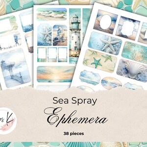Sea Spray Ephemera Pack, Beach Theme, Printable Scrapbook Embellishments (Digital Download)