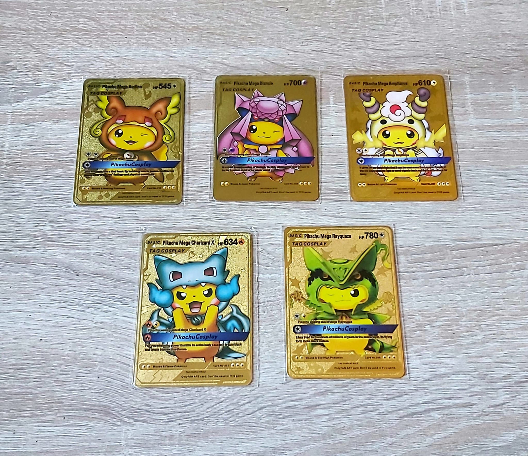 Pikachu Cosplay Rayquaza & Shiny Rayquaza Proxy Pokemon Card 