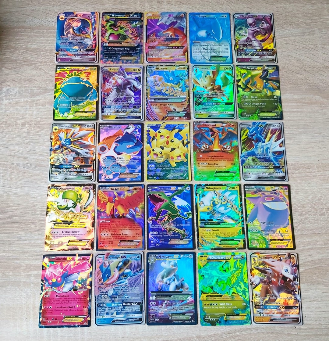 50 Card Pokemon Ex Mega Gx English Holo Mega Charizard - Etsy