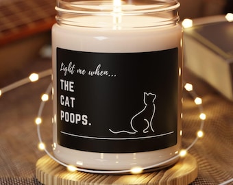 Vela perfumada divertida, enciéndeme cuando el gato haga caca, regalo para amantes de los gatos, decoración divertida para el hogar, regalo de broma, regalo divertido para gatos